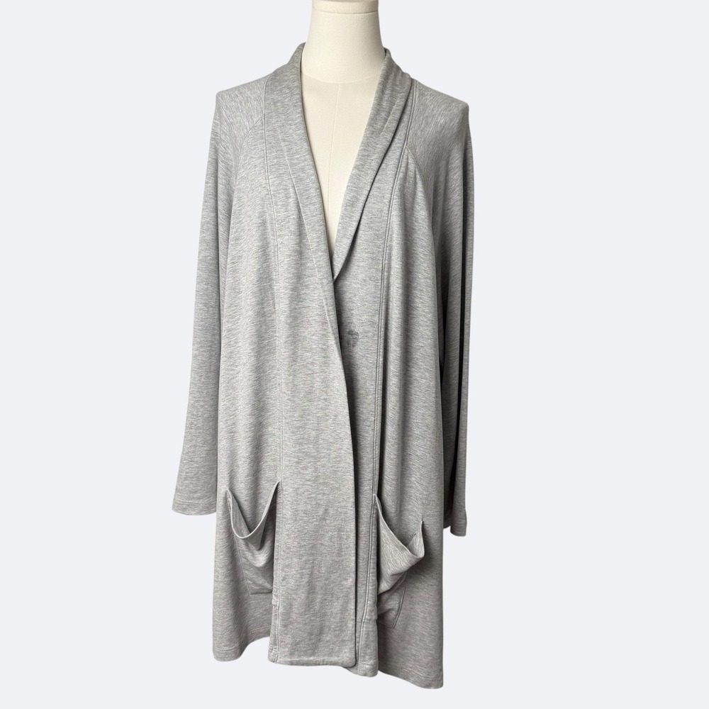 Eileen‎ Fisher Cardigan Womens XL Gray Tencel Lyocell Jersey Open Front Pockets